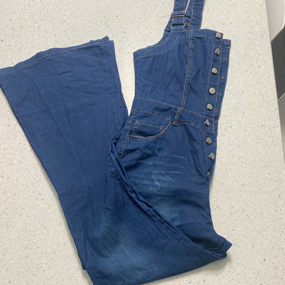 Denim jumpsuit - FLARE bottoms ❤️ - Picture 4 of 11